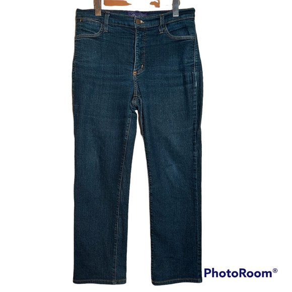 NYDJ High Rise Straight Leg Denim - Size 8P - Picture 1 of 5